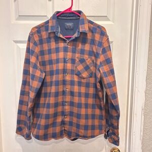 Nomad Mens Banquet Flannel‎ Shirt Size L Navy Tan Bluff Sierra Lined Button Up